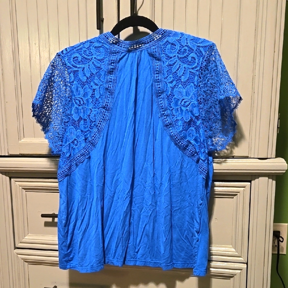 Elegant Blue Lace Women's Top